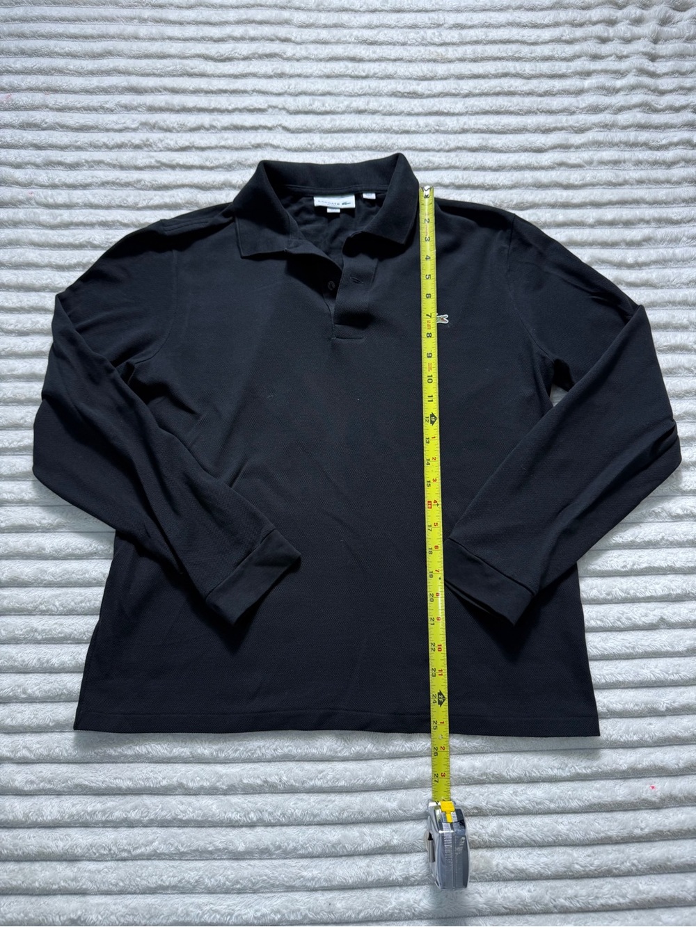 Lacoste Men's Classic Fit Black Solid Long Sleeve Collared Polo Shirt M